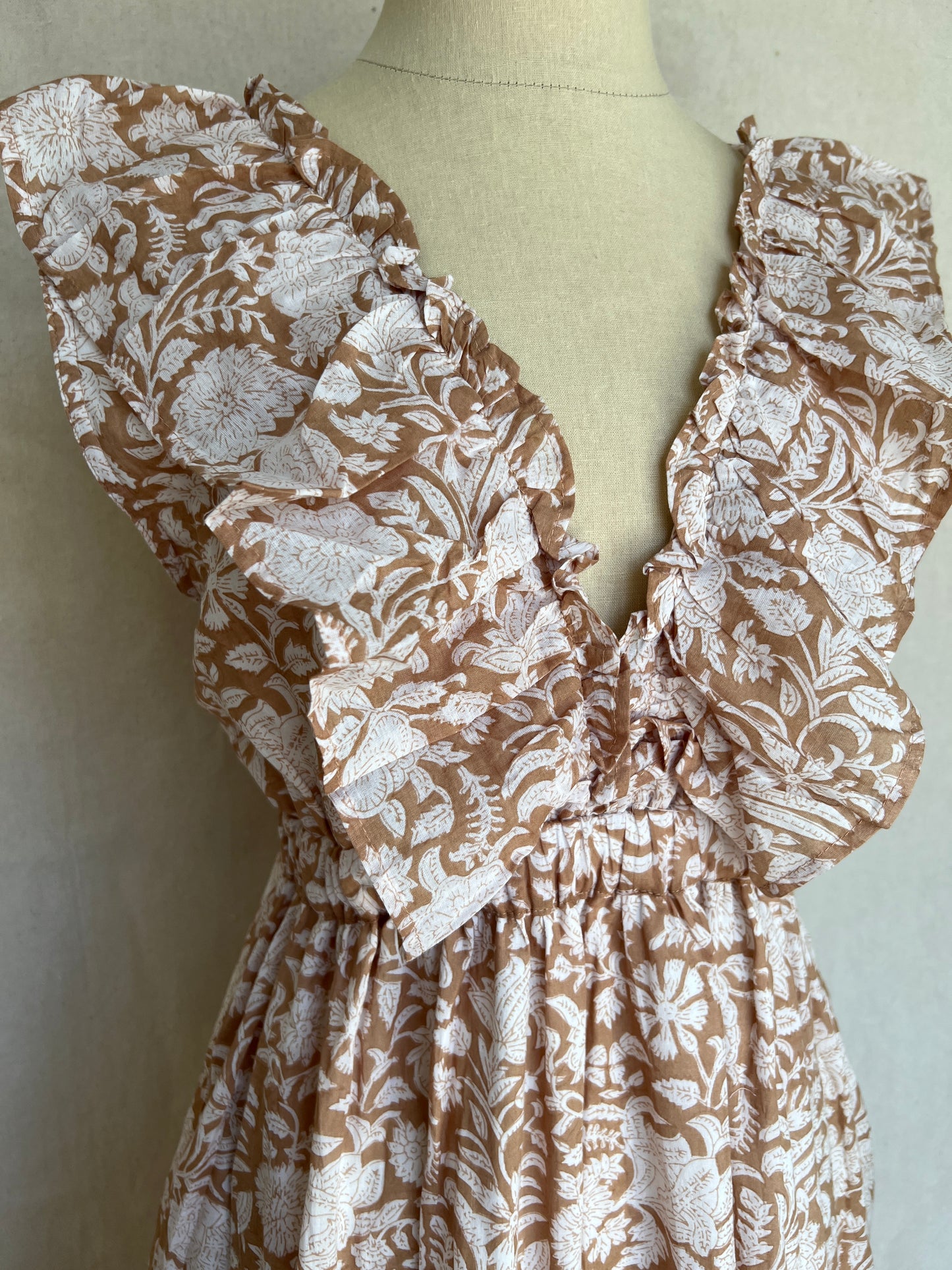Angelina V Neck Dress - Tan