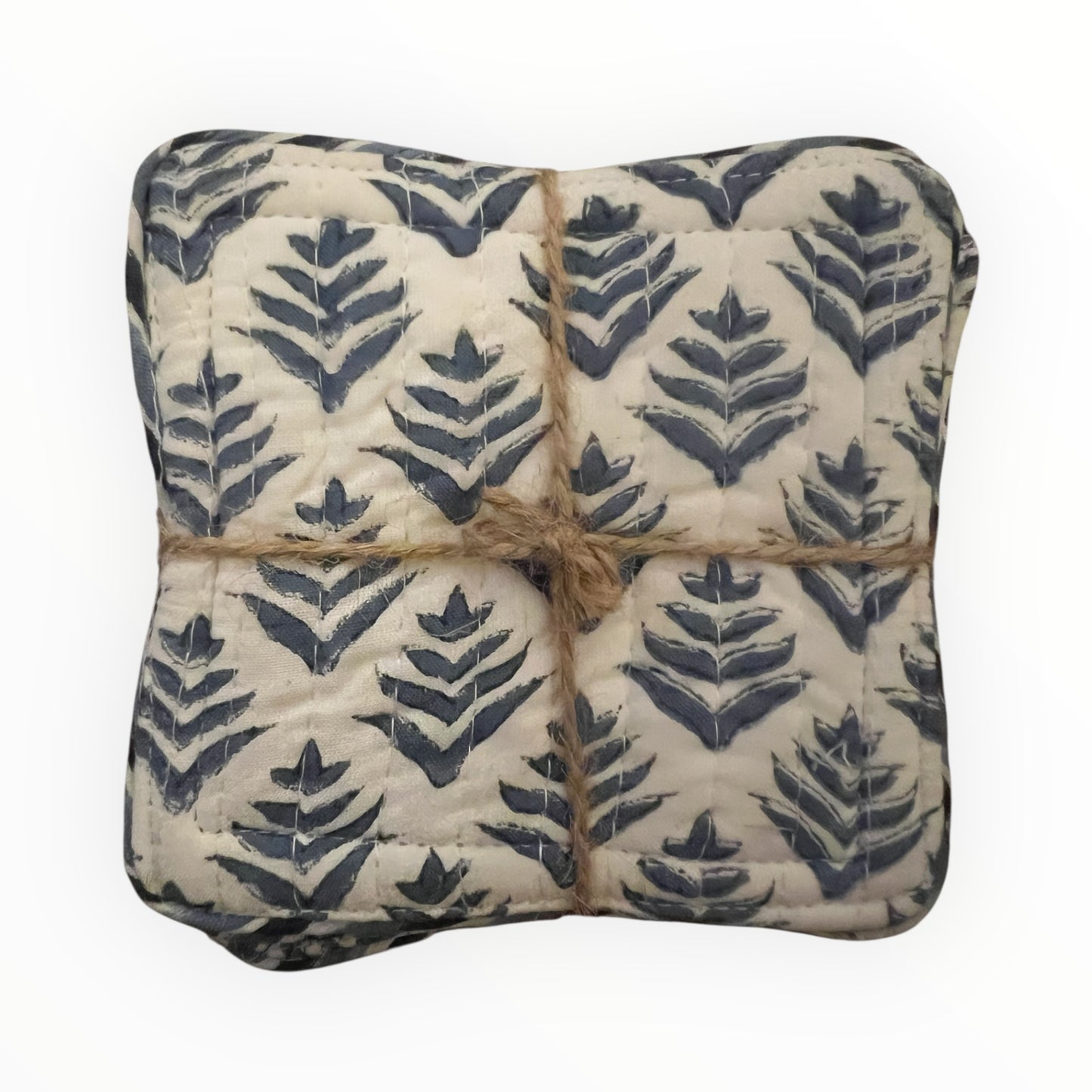Block Print Coaster Set VII- Blue Tree Motif