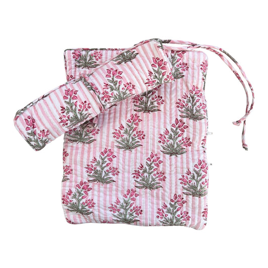 Pink Stripe Jewelry Roll