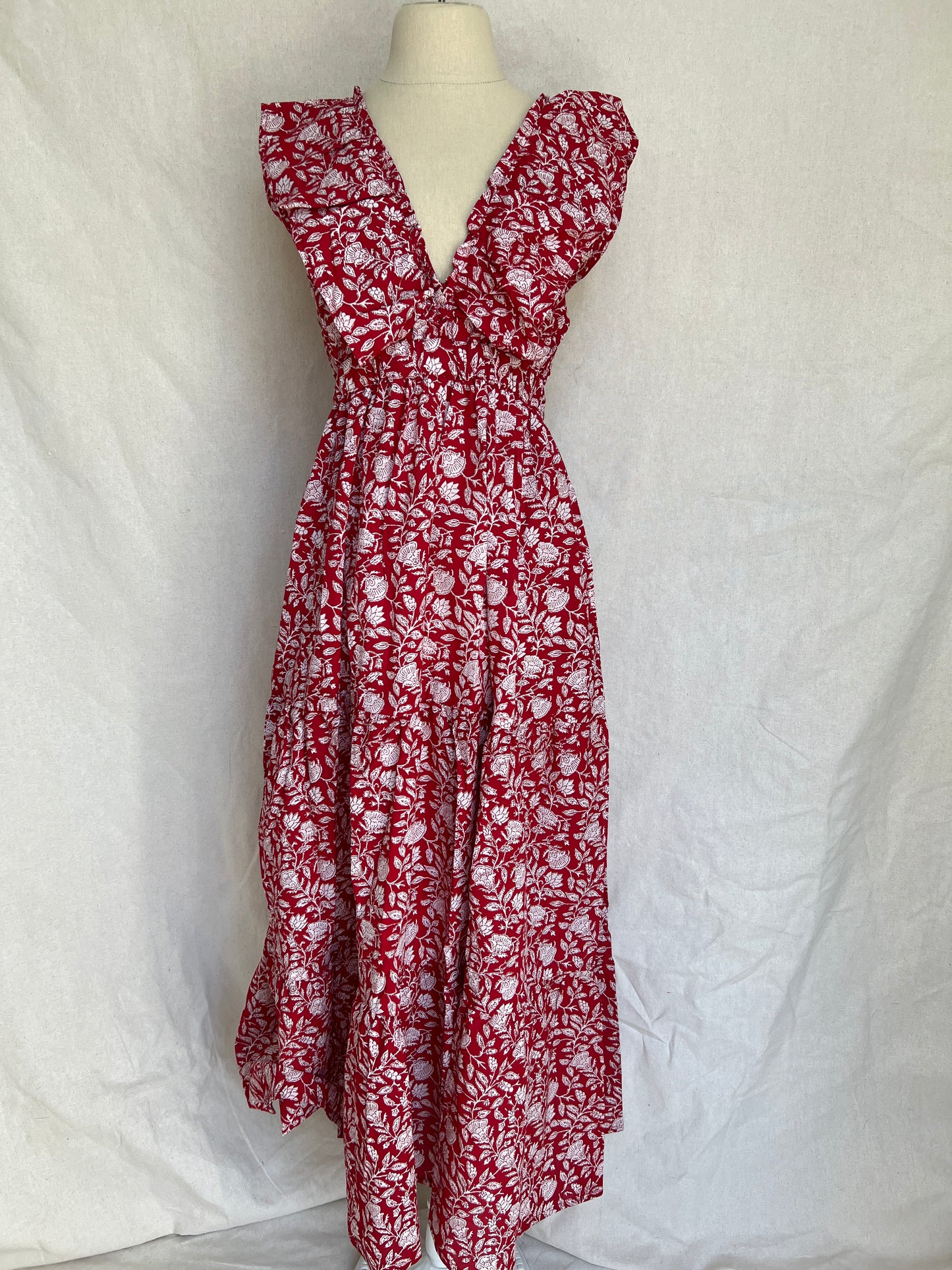 Angelina V Neck Dress - Red