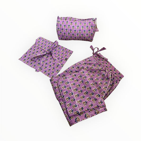 Purple + Blue Buti Gift Set (Pajama Pants + Make Up Bag)