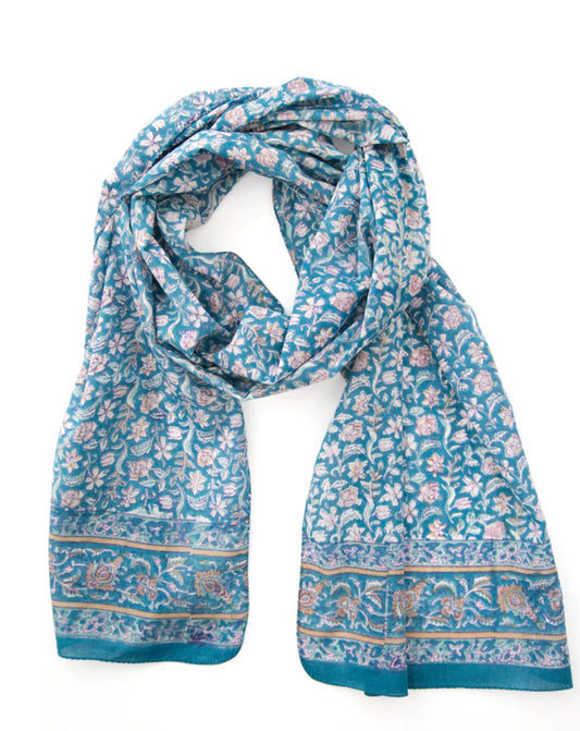 (AS08) Blue Green Moonlit Garden Scarf