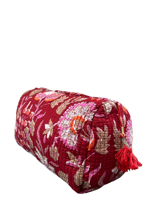 (M110) Make Up Bag Red Jaal Print