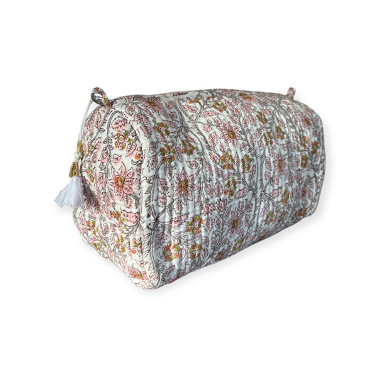 (NLM131) Make Up Bag Pink Orange Green Vines