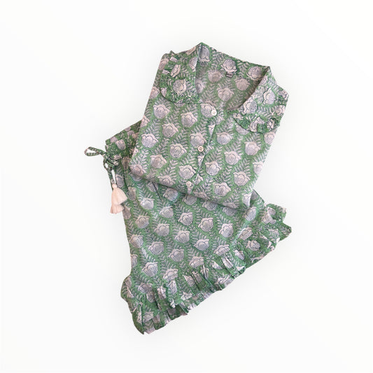 Mint Green Ruffled Pajama Set