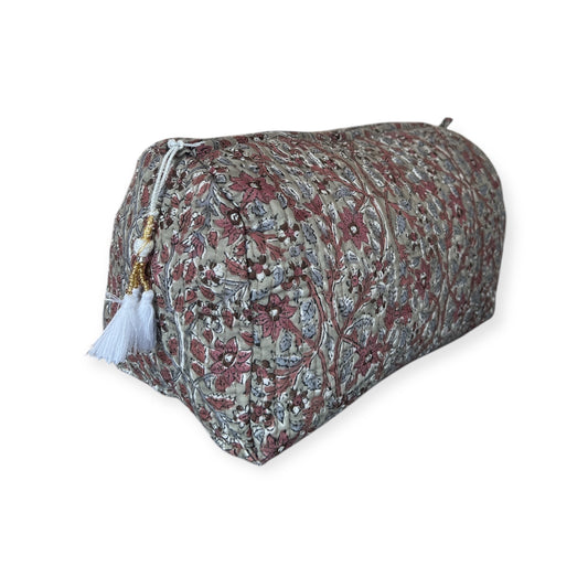 (NLM124) Make Up Bag Sage Green Gray Purple Vines