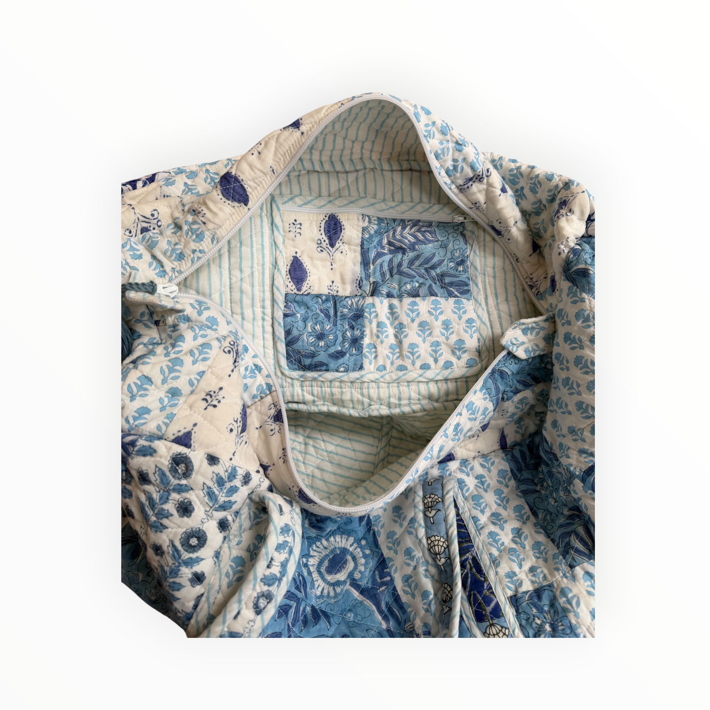Blue Chintz Patchwork Weekender Duffel Bag