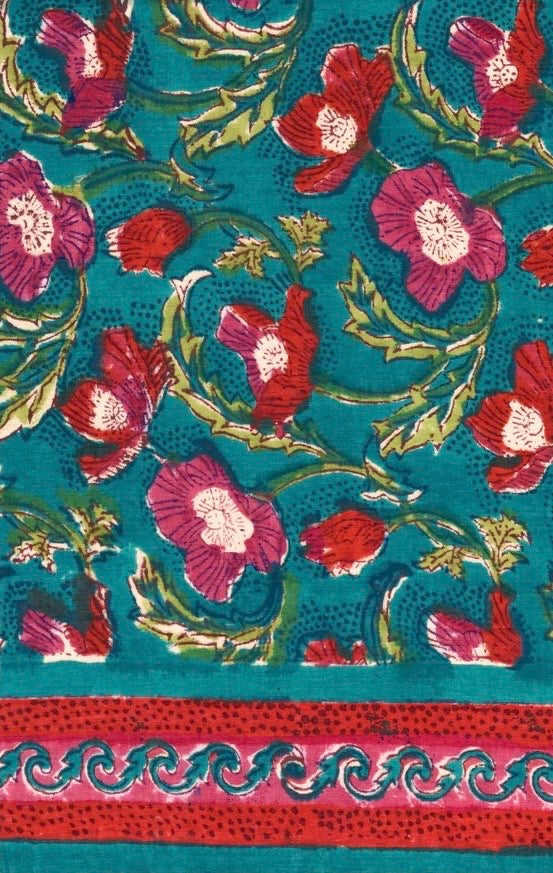 (AS43) Teal Floral Scarf
