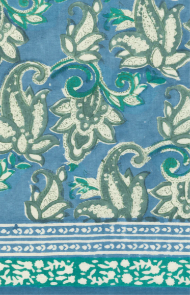(AS14) Blue Green Water Flower Scarf