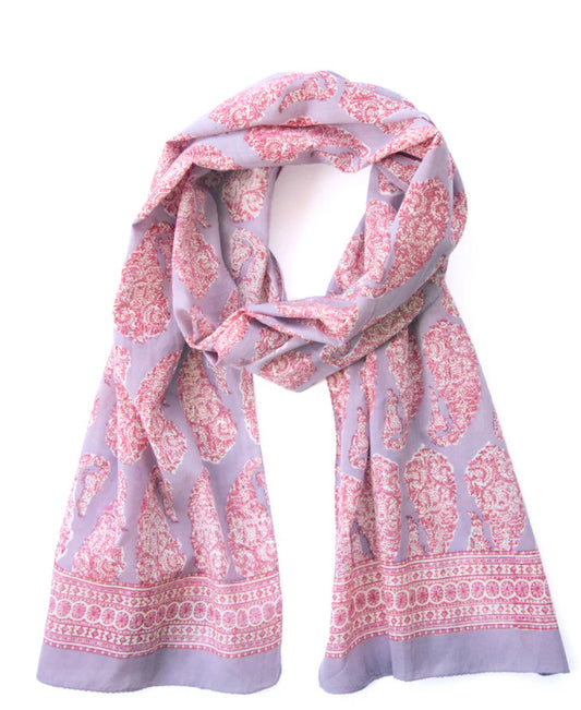 (AS19) Lavender Purple Pink Paisley Scarf