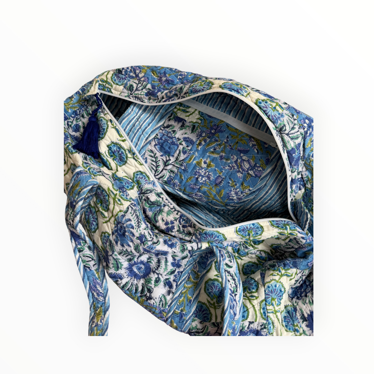 Blue Garden Patchwork Weekender Duffel Bag