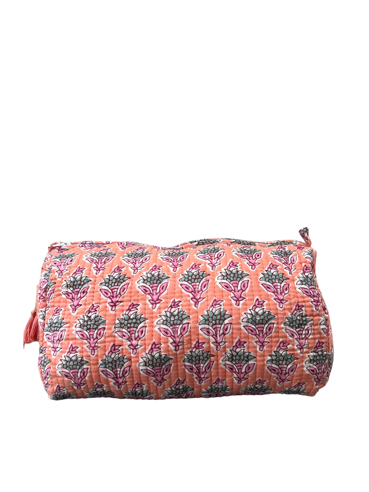 (M096) Make Up Bag Coral Pink Green Buti