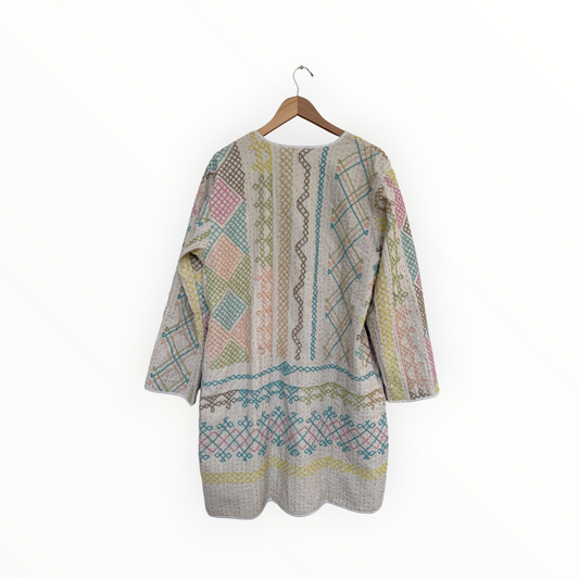 Ivory Embroidered Kantha Jacket