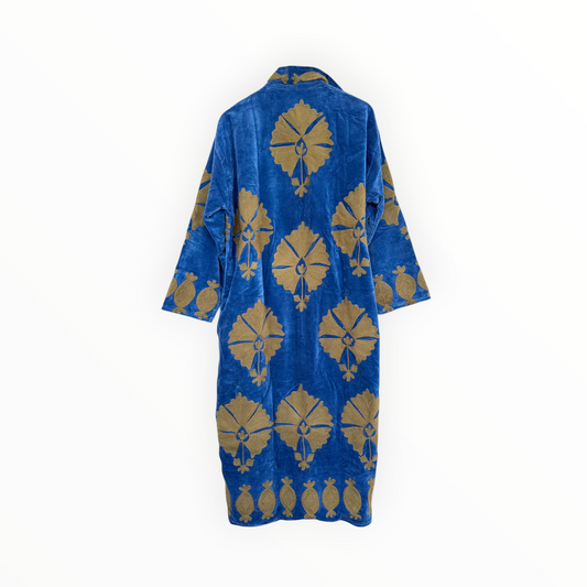 Cobalt Suzani Embroidered Long Jacket