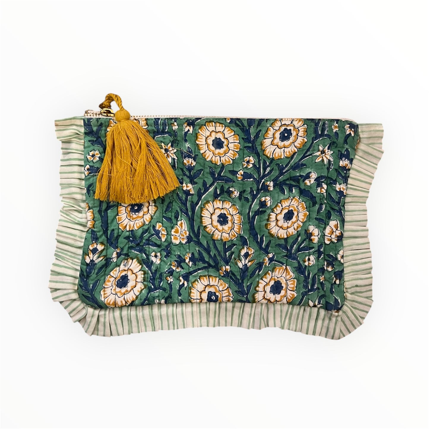 Frilly Clutch Green + Mustard A107
