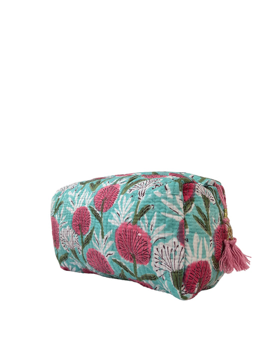 (M065) Make Up Bag Light Aqua Pink Dust