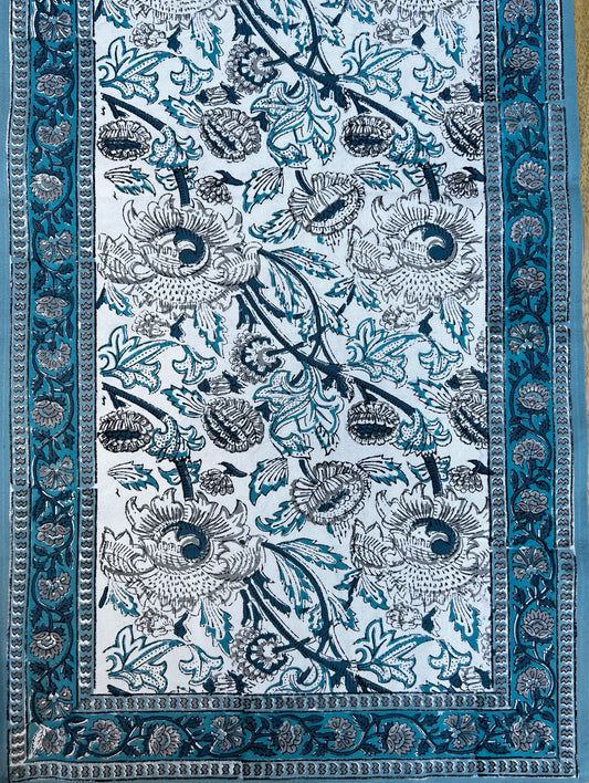 Molly White + Green Table Runner (20" x 66")