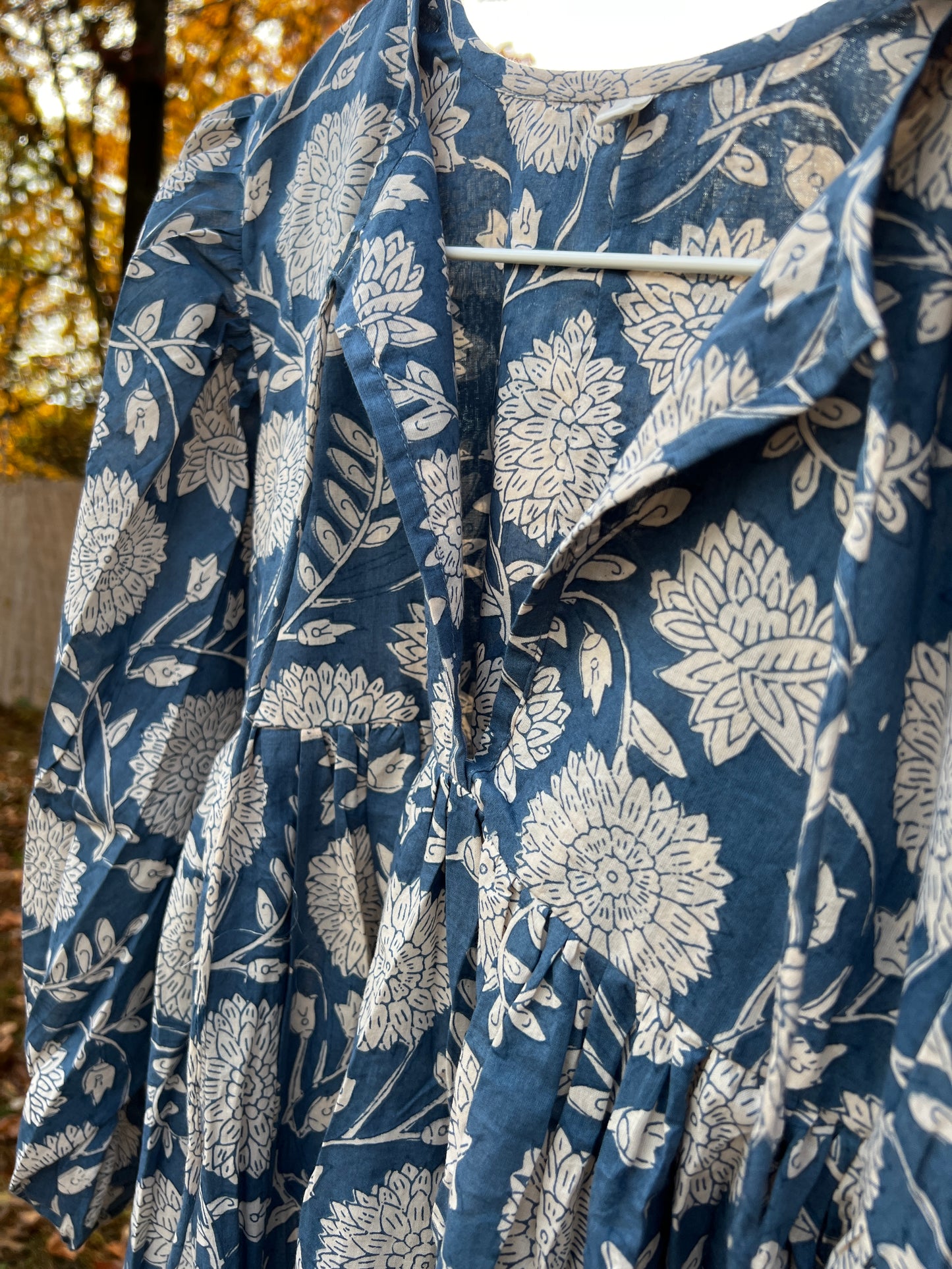 Selena Midi Dress - Denim Blue Floral Motif