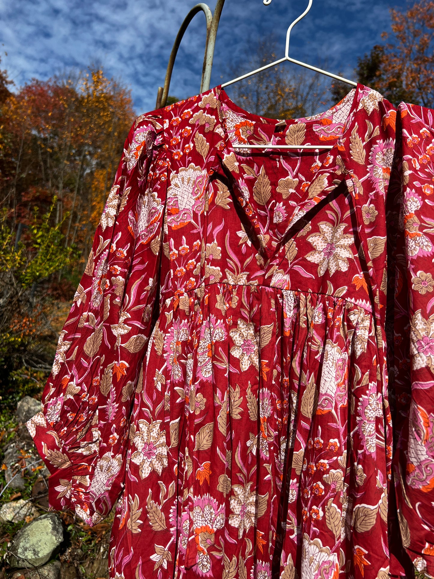 Selena Midi Dress - Red Floral Motif