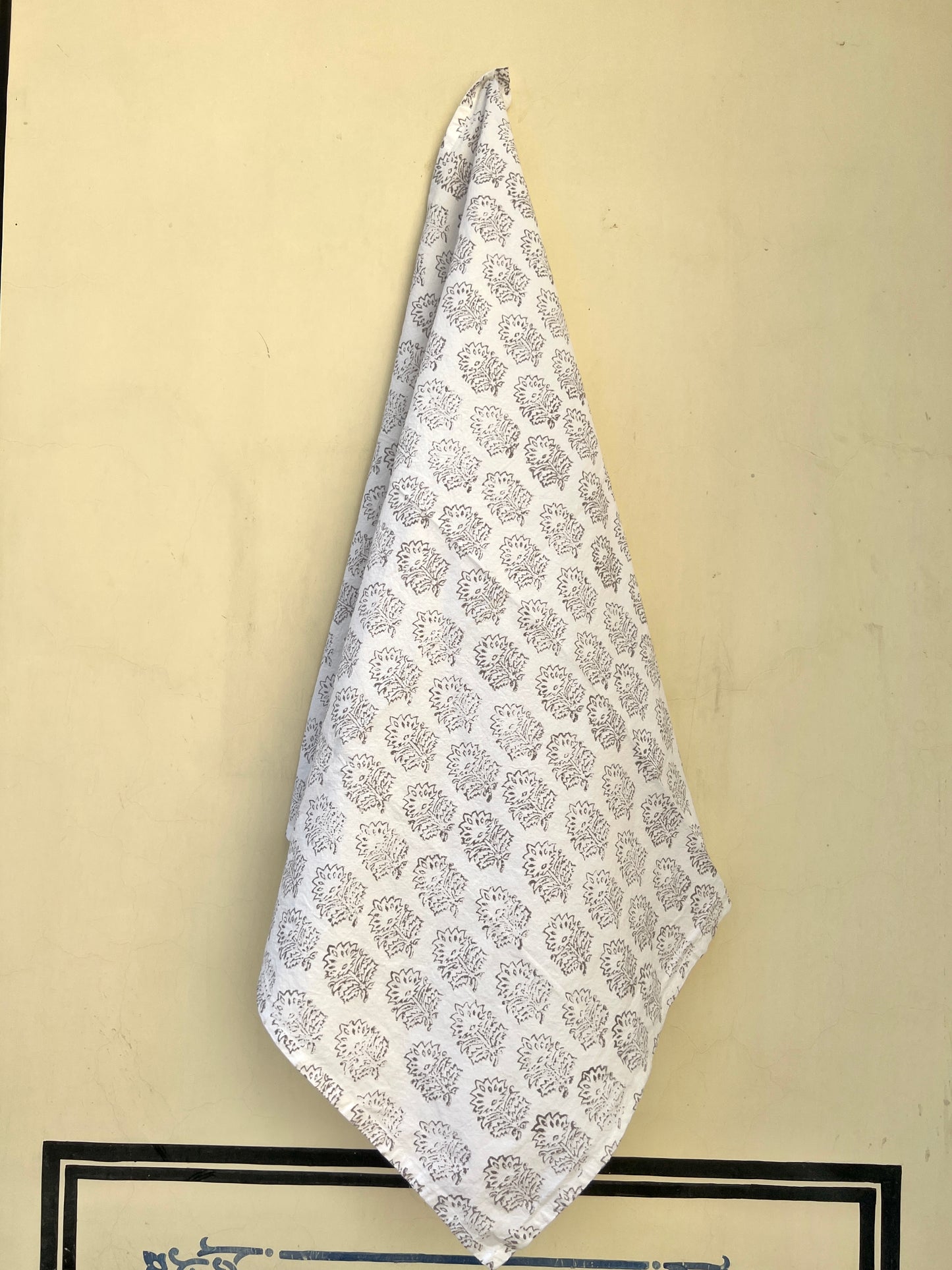 Gray Block Printed Tea Towel