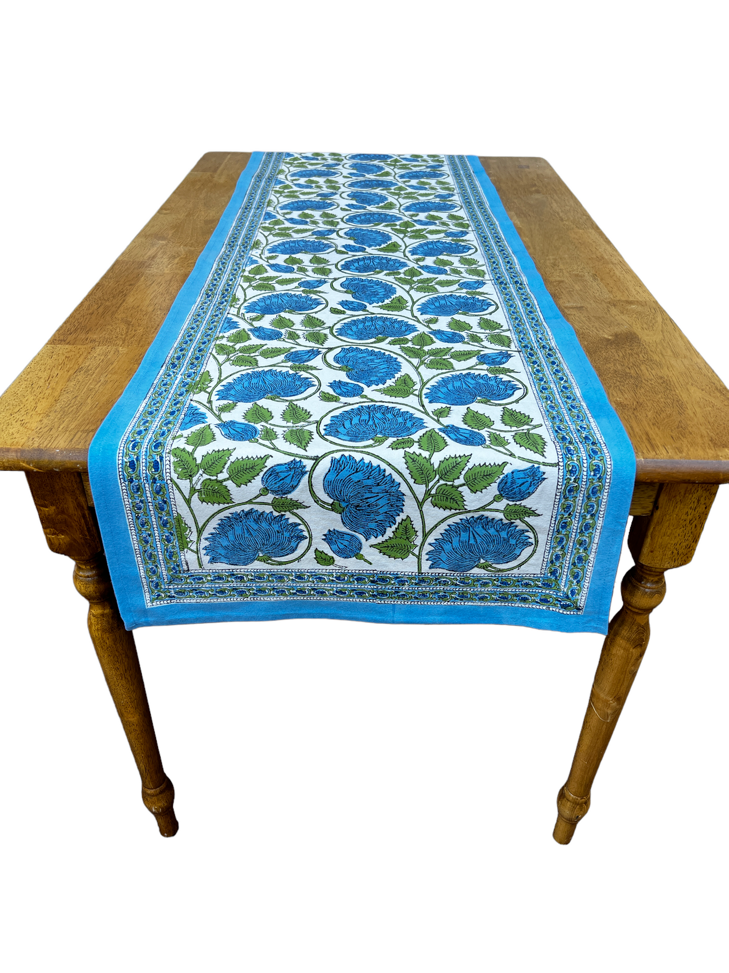 Lilly White + Blue Table Runner 20" x 72"