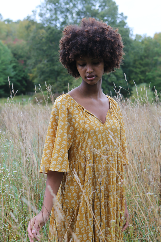 Athena Dress in Mustard