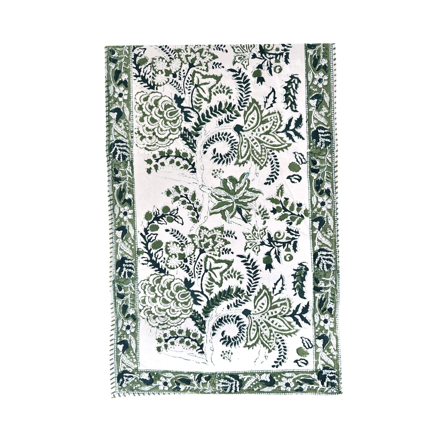 Green Morning Glory Table Runner (14" x 70")
