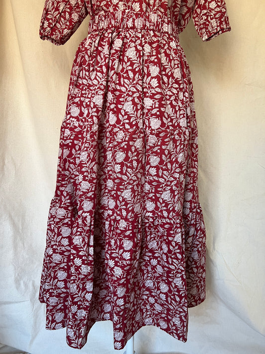 Bennie Tiered Skirt - Red Floral