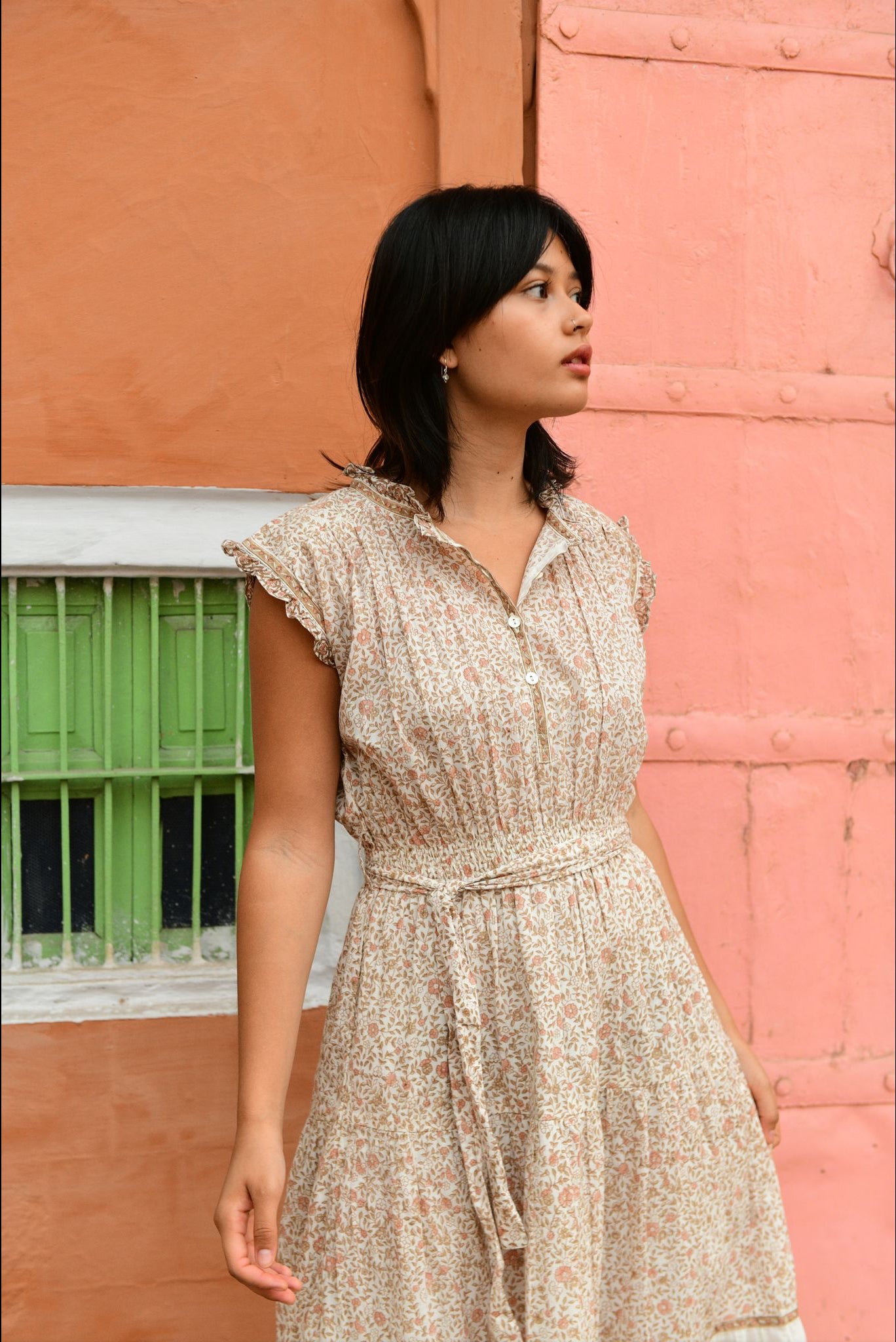 Sydney Dress - Brown/Pink