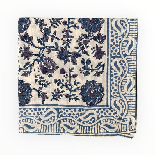 Blue White Floral-B4 BANDANA