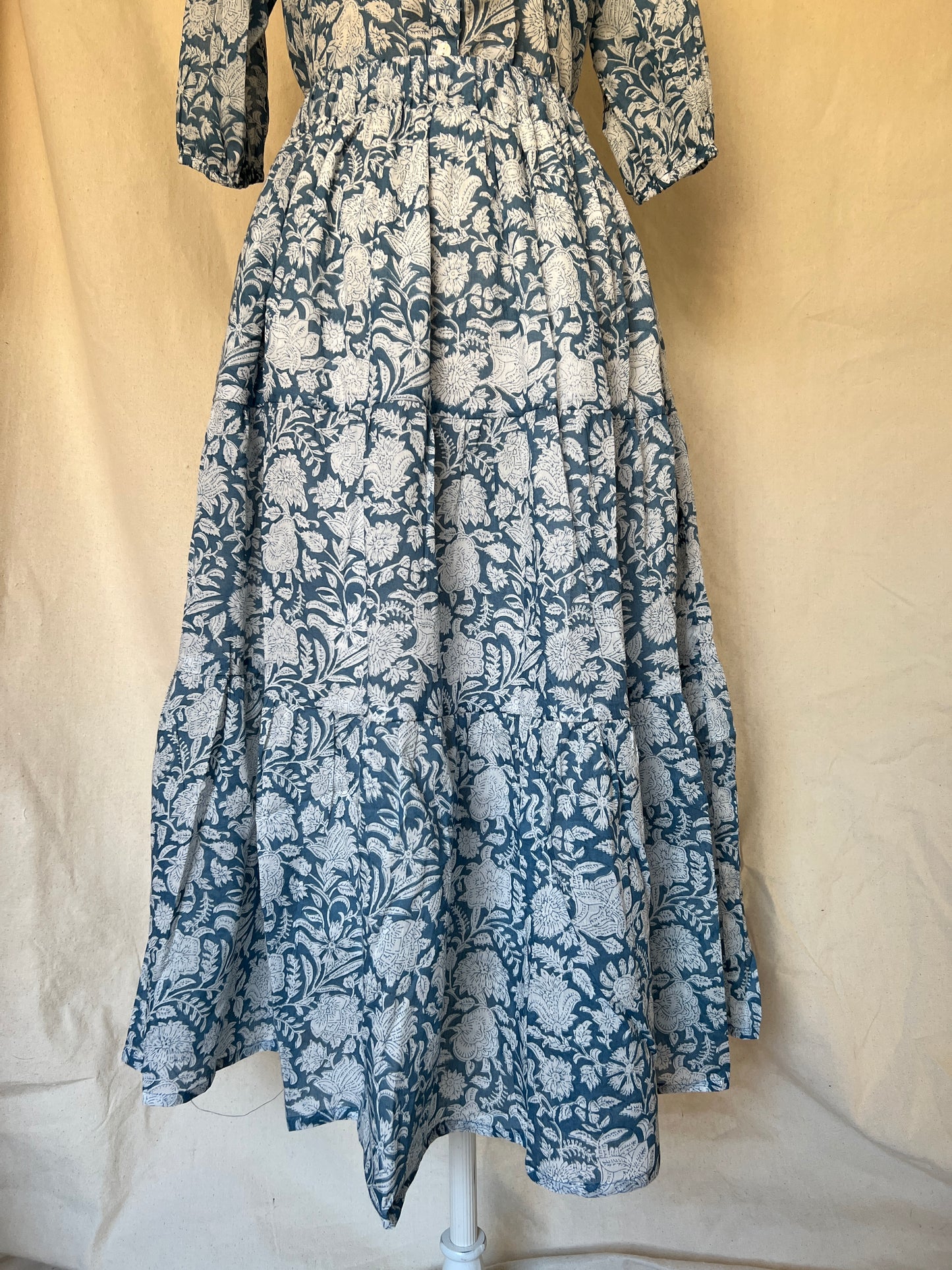Bennie Tiered Skirt - Blue Floral