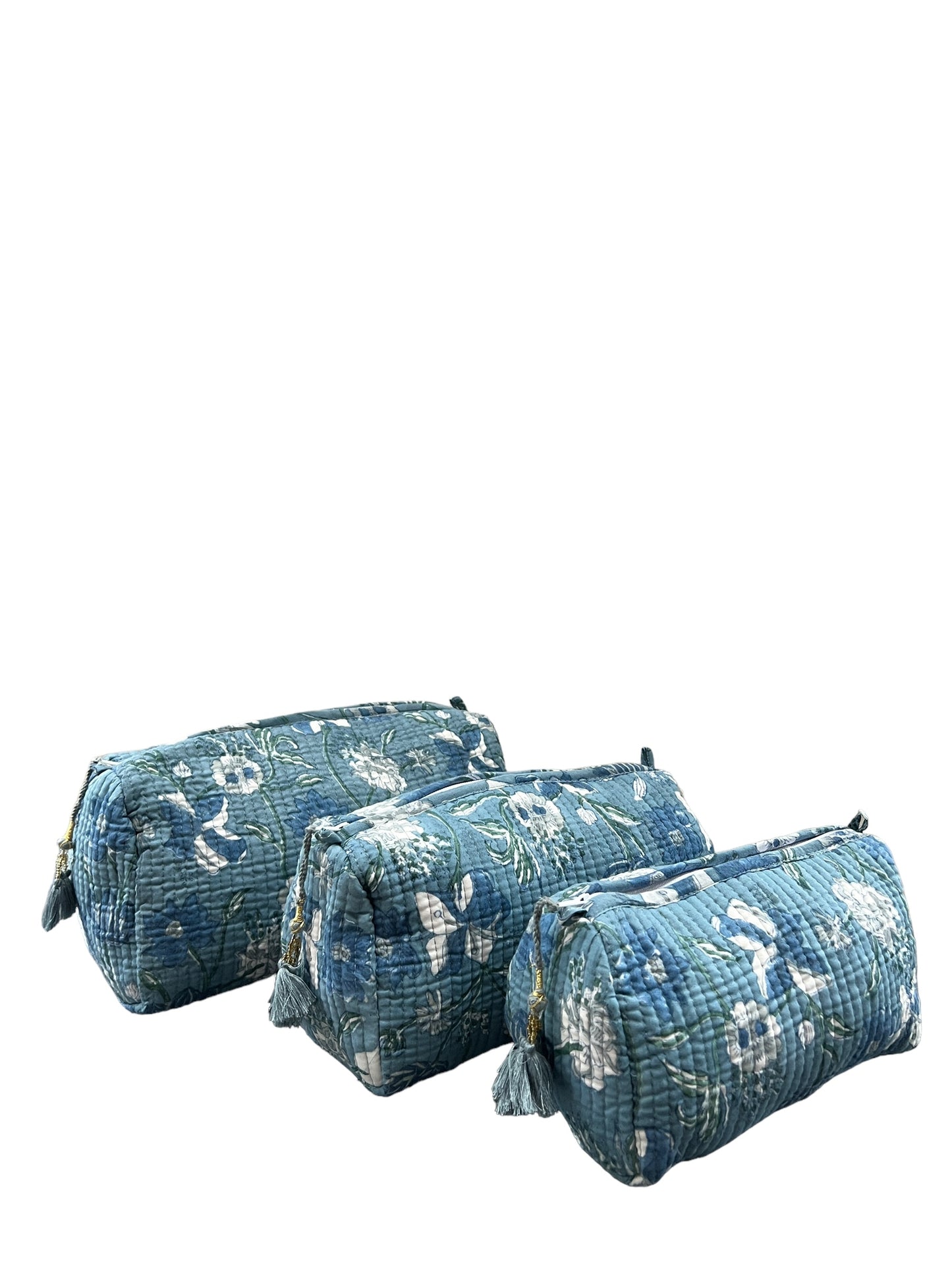 (M105) Make Up Bag Sky Blue Jaal Print