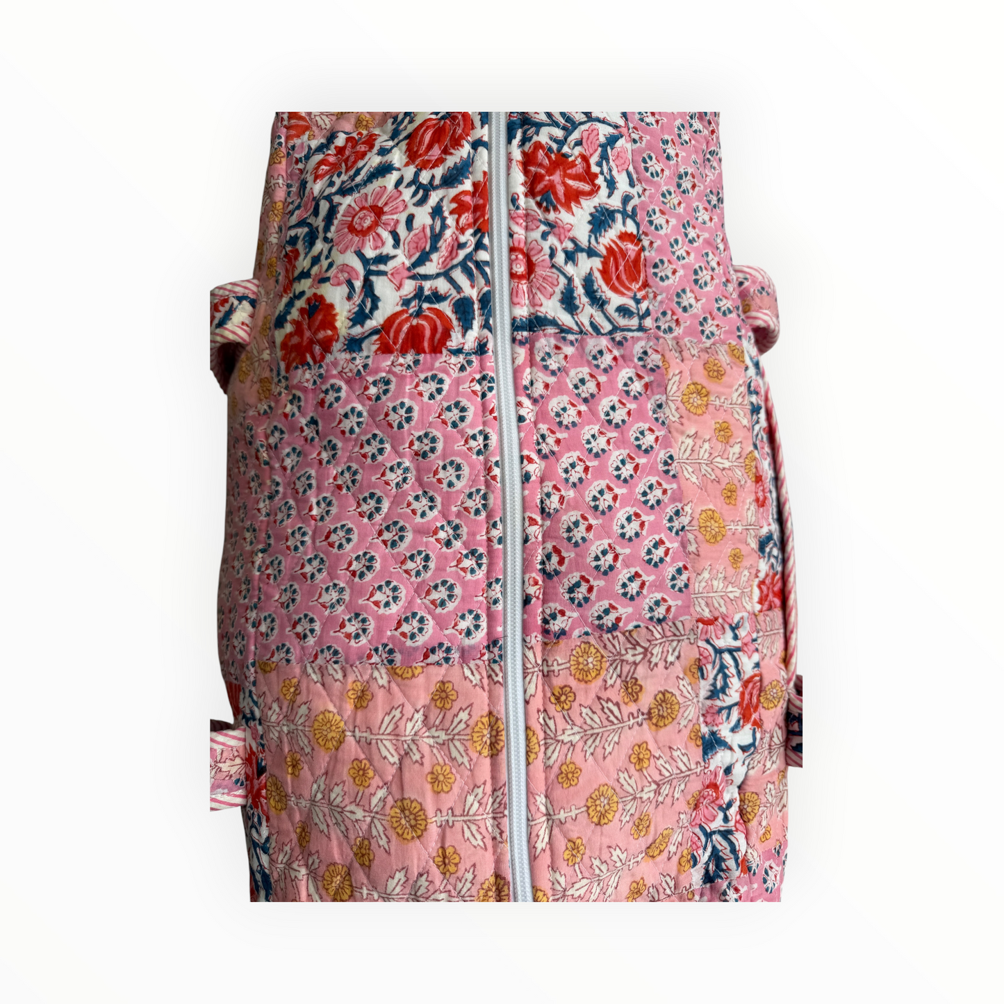 Pink Marigold Patchwork Weekender Duffel Bag