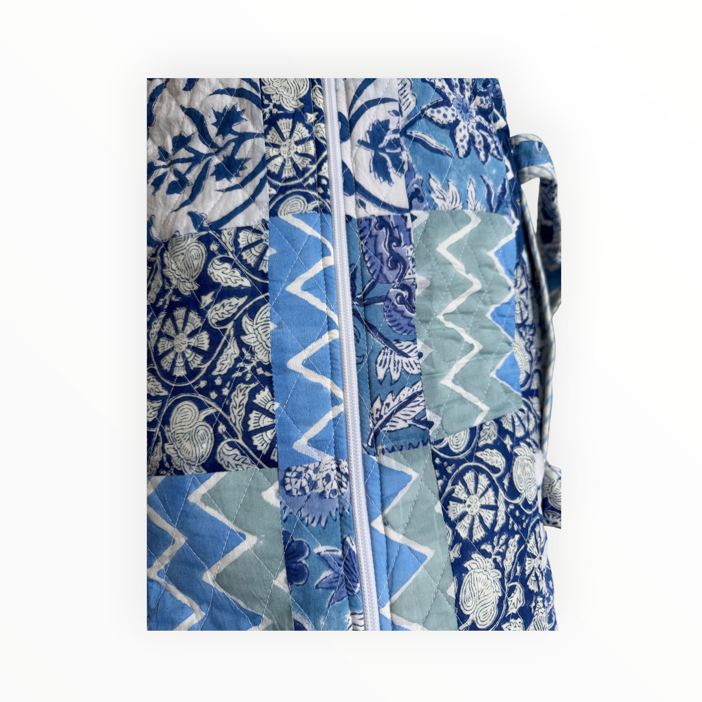 Indigo Wave Patchwork Weekender Duffel Bag