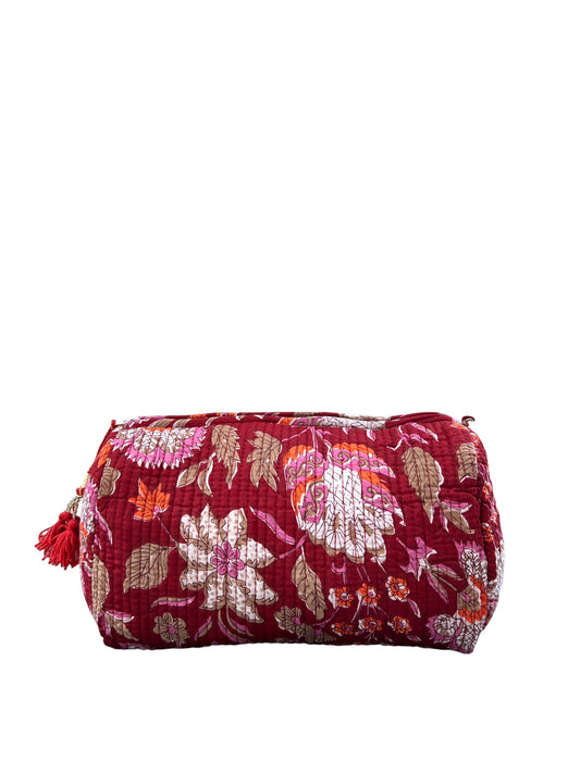 (M110) Make Up Bag Red Jaal Print