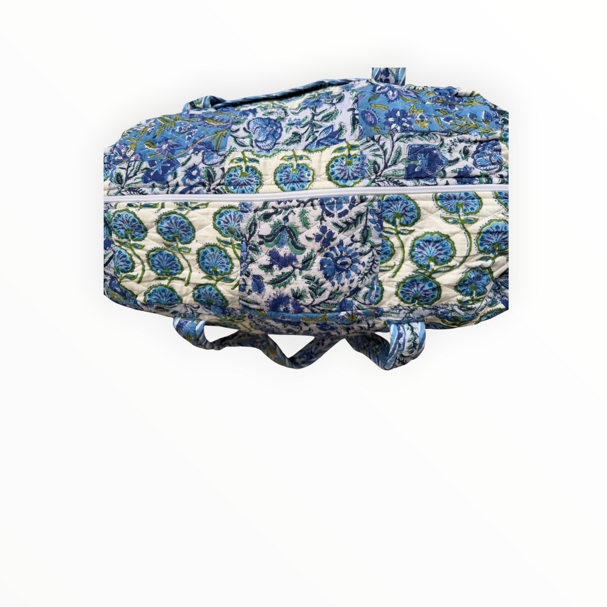 Blue Garden Patchwork Weekender Duffel Bag