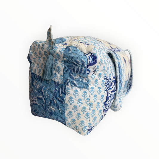 Blue Chintz Patchwork Weekender Duffel Bag