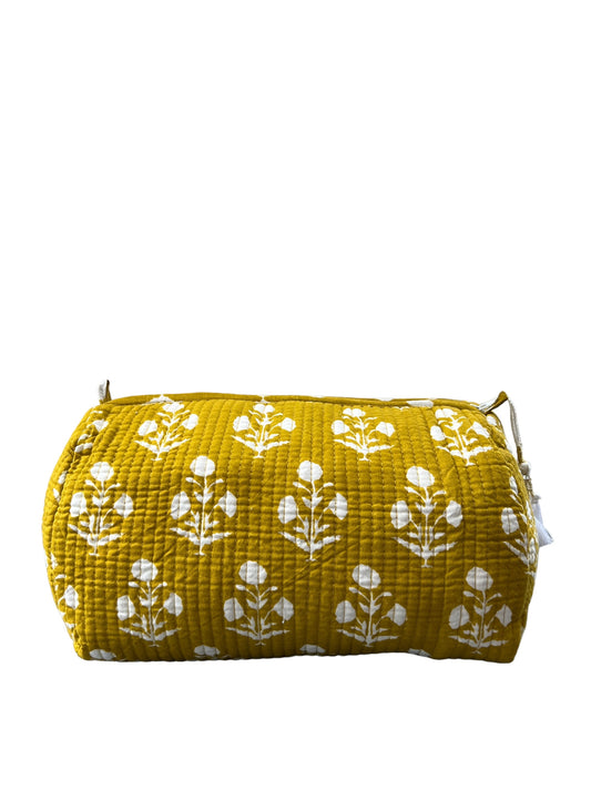 (M098) Make Up Bag Mustard Yellow Resist Print