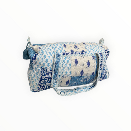 Blue Chintz Patchwork Weekender Duffel Bag