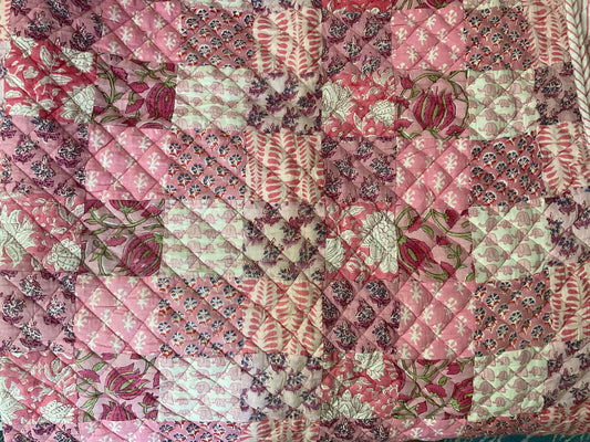 Patchwork Quilt - Pink- Throw Size (52" x 68)