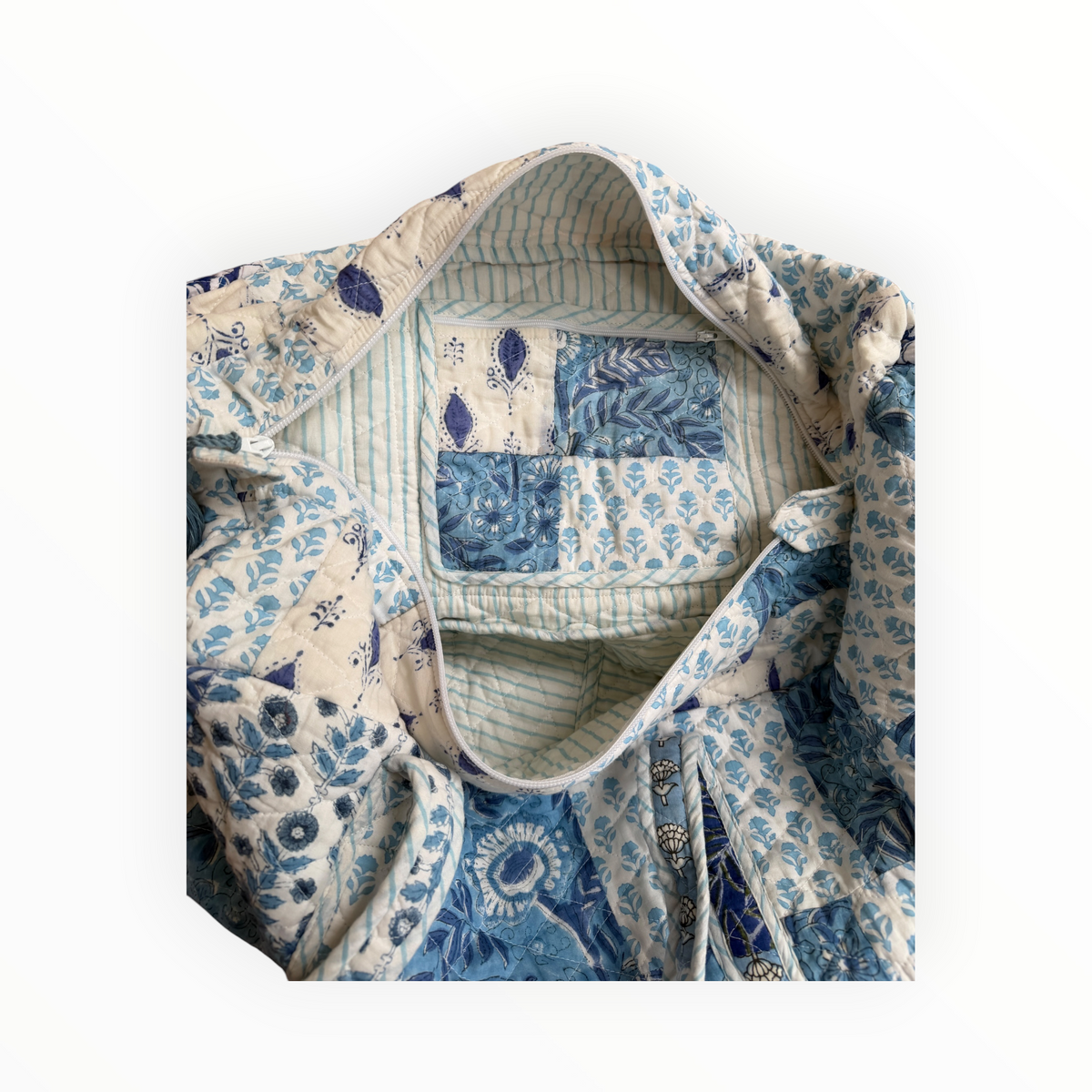 Blue Chintz Patchwork Weekender Duffel Bag