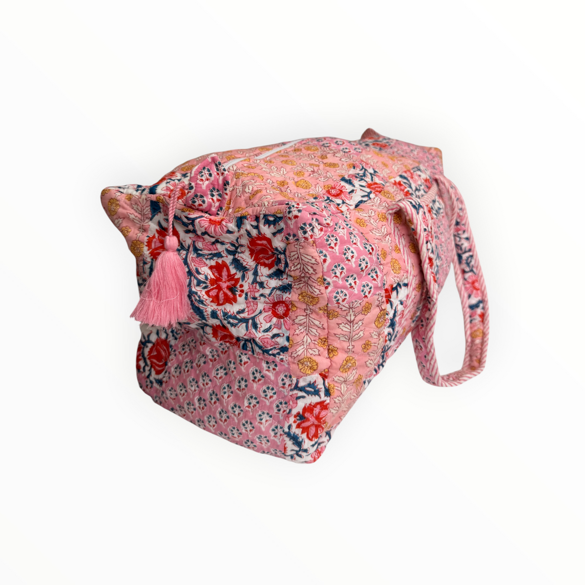 Pink Marigold Patchwork Weekender Duffel Bag