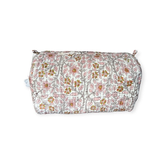 (NLM131) Make Up Bag Pink Orange Green Vines