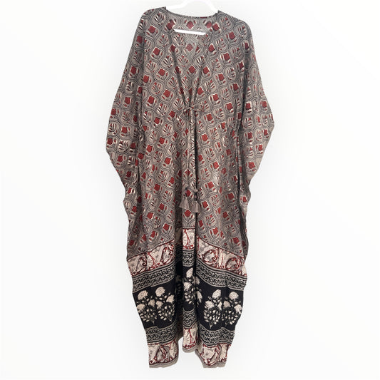 Bagru Tones Kaftan Maxi Dress