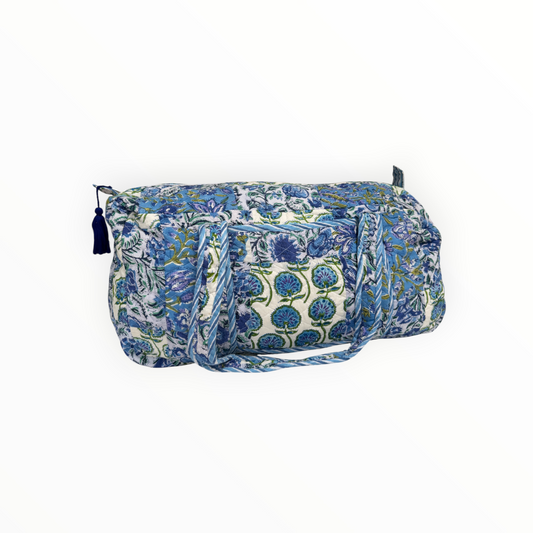 Blue Garden Patchwork Weekender Duffel Bag