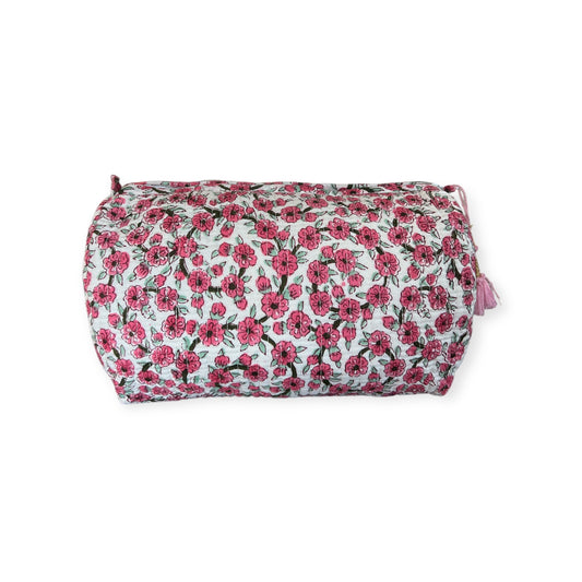 (NLM122) Make Up Bag Bright Pink Green Vines