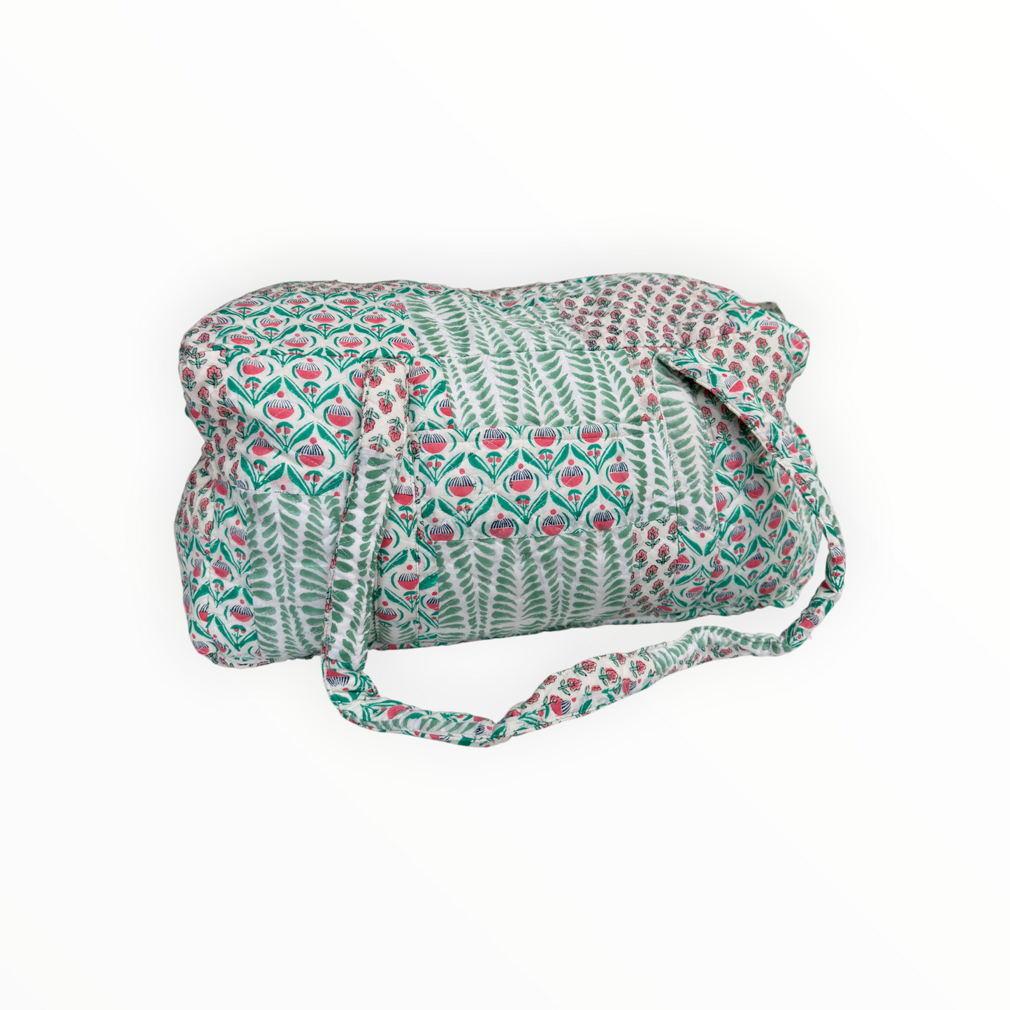 Coral Mint Patchwork Weekender Duffel Bag