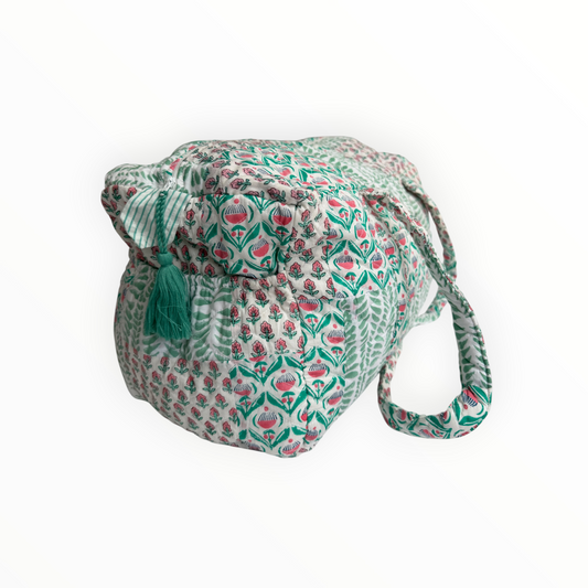 Coral Mint Patchwork Weekender Duffel Bag