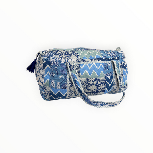 Indigo Wave Patchwork Weekender Duffel Bag
