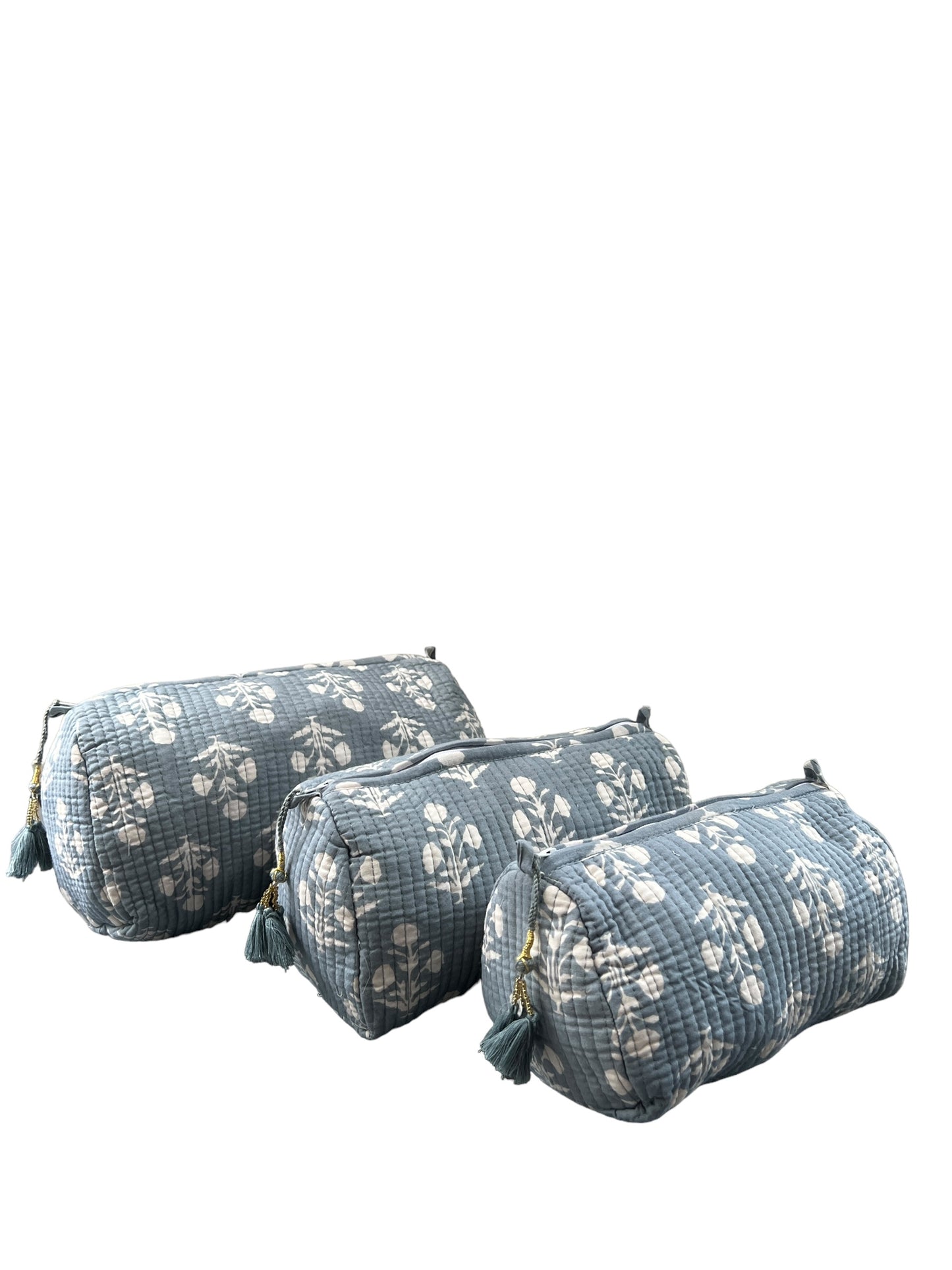 (M101) Make Up Bag Gray Blue Resist Print